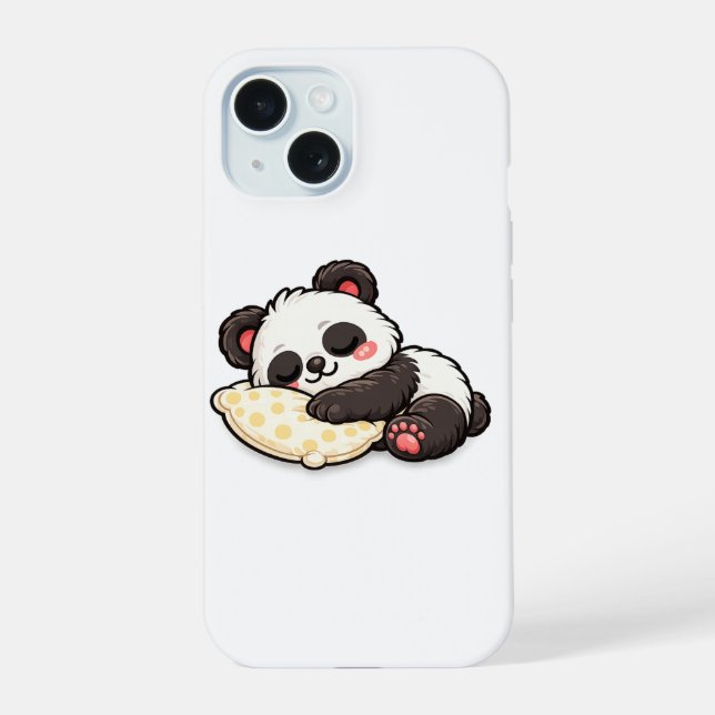 Cute Sleeping Panda with Pillow iPhone 15 Case (Back)