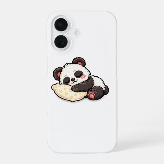 Cute Sleeping Panda with Pillow iPhone 16 Case (Back)