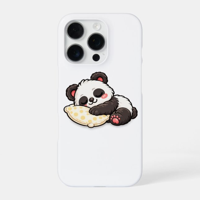 Cute Sleeping Panda with Pillow iPhone Case (Back)