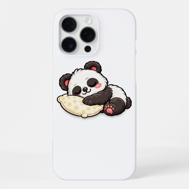 Cute Sleeping Panda with Pillow iPhone Case (Back)