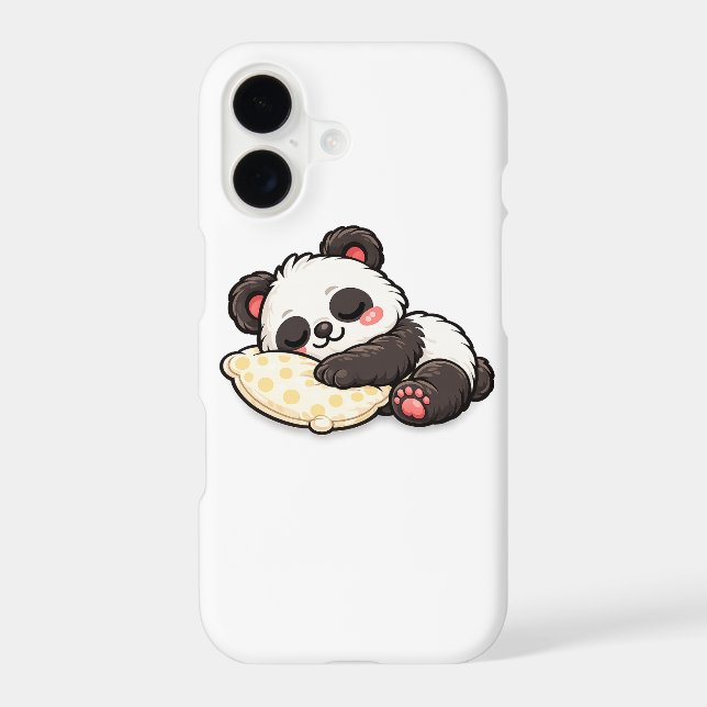 Cute Sleeping Panda with Pillow iPhone Case (Back)