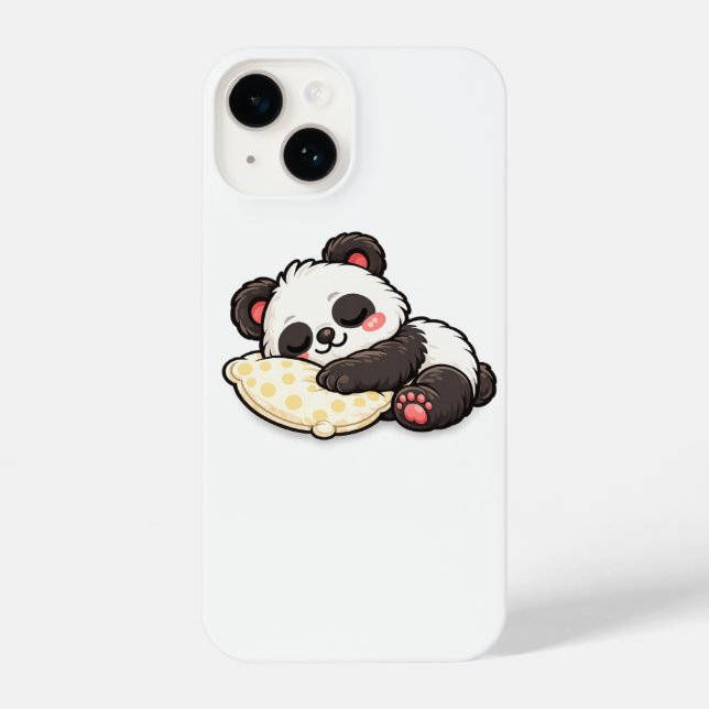 Cute Sleeping Panda with Pillow iPhone Case (Back)