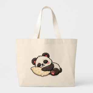 Cute Sleeping Panda with Pillow Large Tote Bag