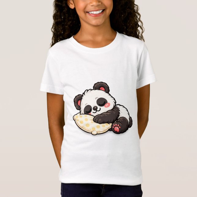 Cute Sleeping Panda with Pillow T-Shirt (Front)