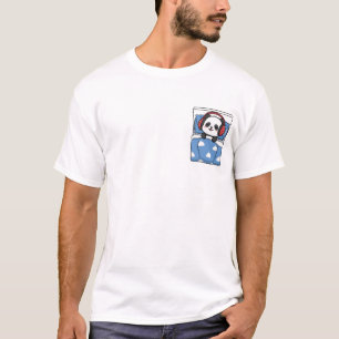 Cute Sleeping Panda with Red Headphones T-Shirt