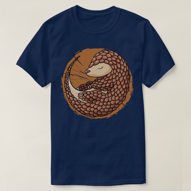 Cute Sleeping Pangolin Illustration T-Shirt (Design Front)