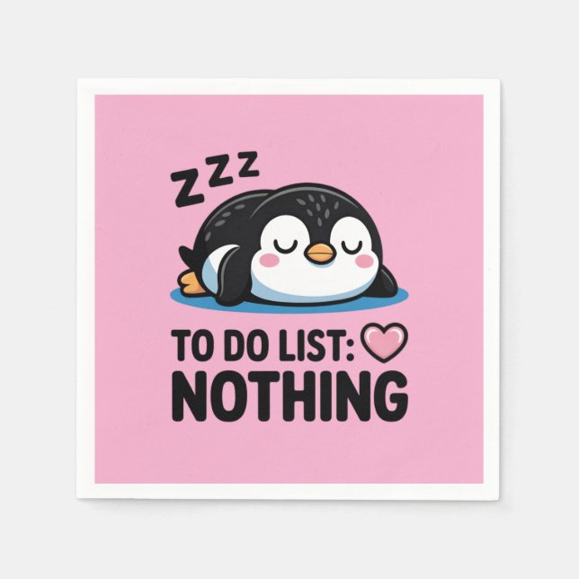 cute sleeping penguin, to do list nothing napkin (Front)