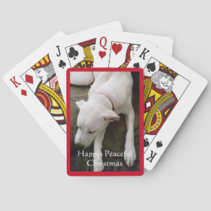 Cute Sleeping Puppy Dog Christmas Red Playing Cards