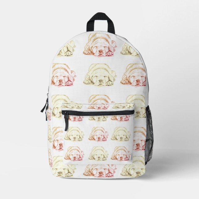Cute Sleeping Puppy Dog  Printed Backpack (Front)