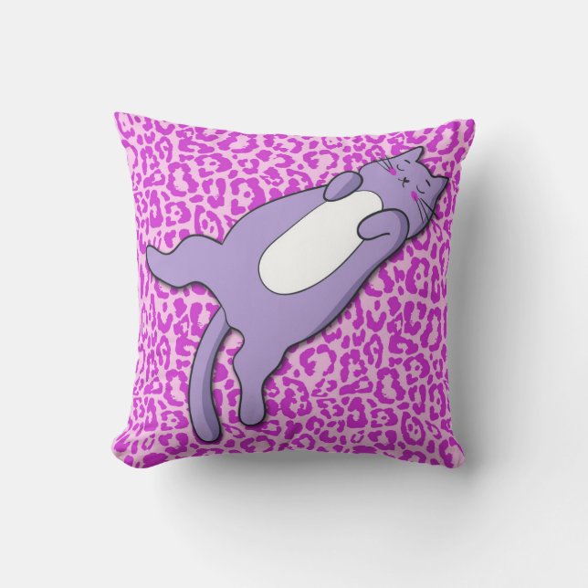 Cute Sleeping Purple Cat Cushion (Front)