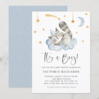 Cute Sleeping Racoon Blue It's a Boy Baby Shower