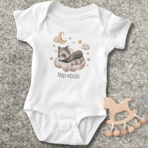 Cute Sleeping Racoon Nap-aholic Baby Bodysuit