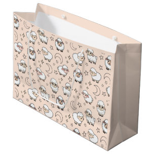 Cute Sleeping Sheep and Moon with Stars Large Gift Bag