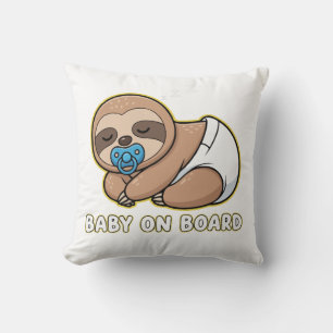 Cute Sleeping Sloth Baby on Board Car Sign New Cushion