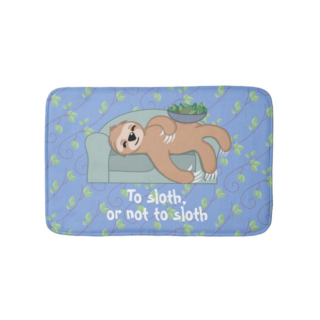 Cute Sleeping Sloth Being Lazy Tropical Jungle Bath Mat (Front)