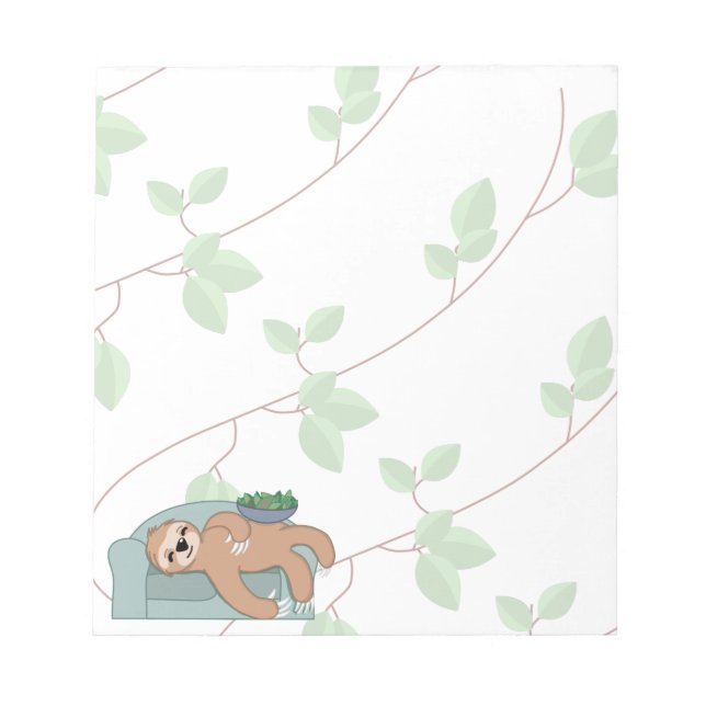 Cute Sleeping Sloth Being Lazy Tropical Jungle Notepad (Front)