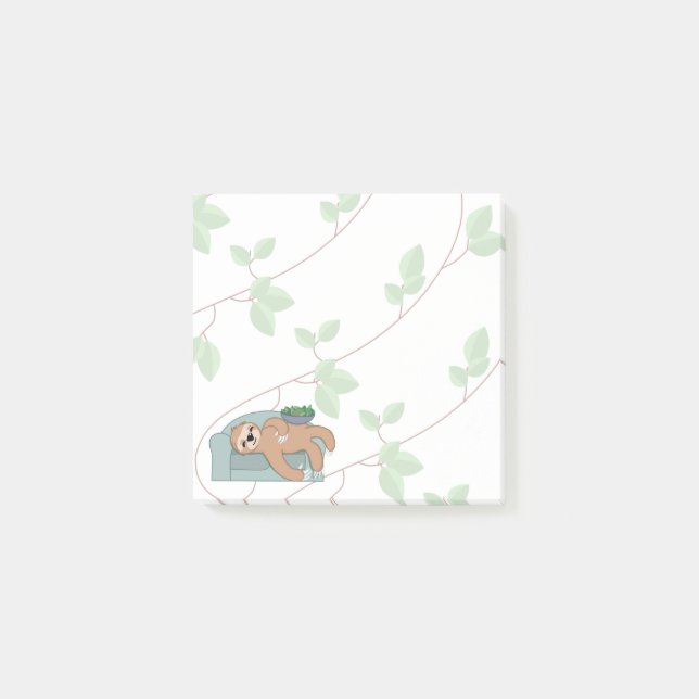 Cute Sleeping Sloth Being Lazy Tropical Jungle Post-it Notes (Front)