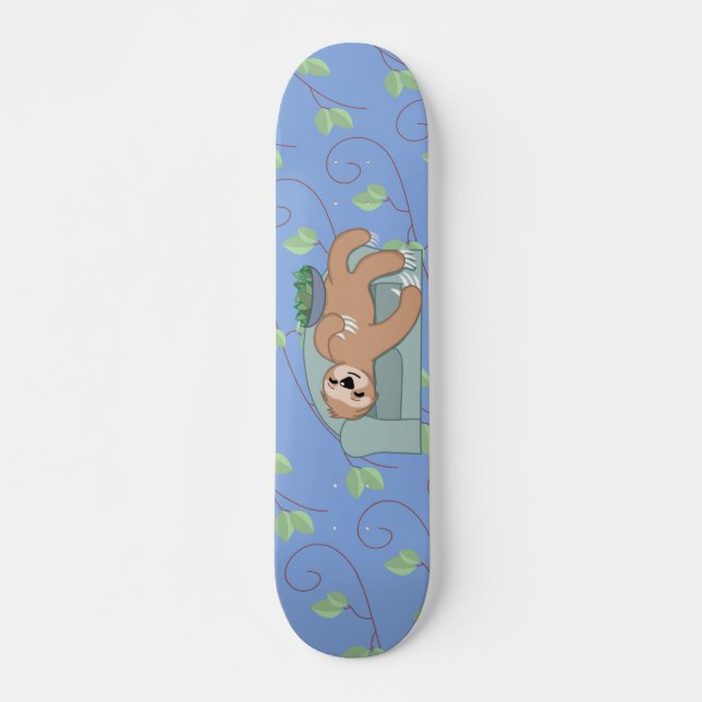 Cute Sleeping Sloth Being Lazy Tropical Jungle Skateboard (Front)