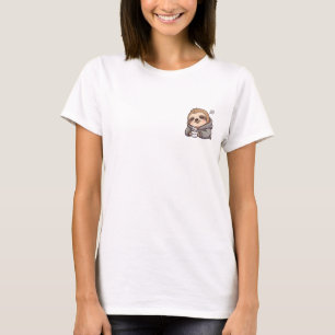 Cute Sleeping Sloth Character Wearing Hoodie T-Shirt