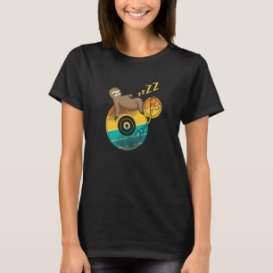 Cute Sleeping Sloth Music Vinyl LP Musician Music  T-Shirt