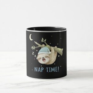 Cute Sleeping Sloth "Nap Time!" Cartoon Mug