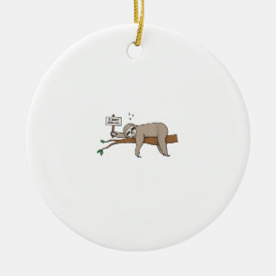 Cute Sleeping Sloth T Shirt Funny Lazy Tired Nappi Ceramic Tree Decoration