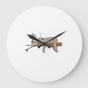 Cute Sleeping Sloth T Shirt Funny Lazy Tired Nappi Large Clock