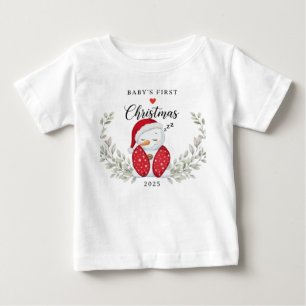 Cute Sleeping Snowman   Baby's First Christmas  Baby T-Shirt