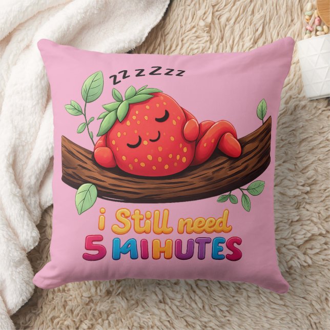 Cute Sleeping Strawberry – 20" Throw Pillow (Blanket)