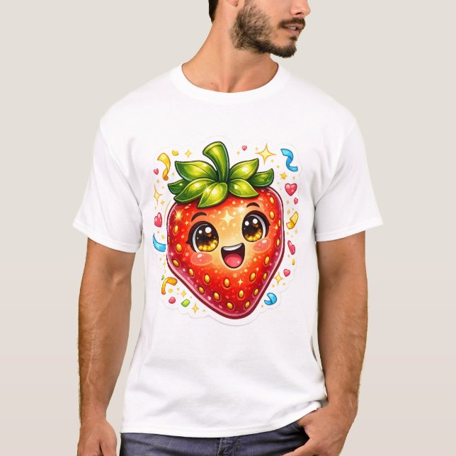 Cute Sleeping Strawberry T-Shirt | Kawaii Fruit (Front)