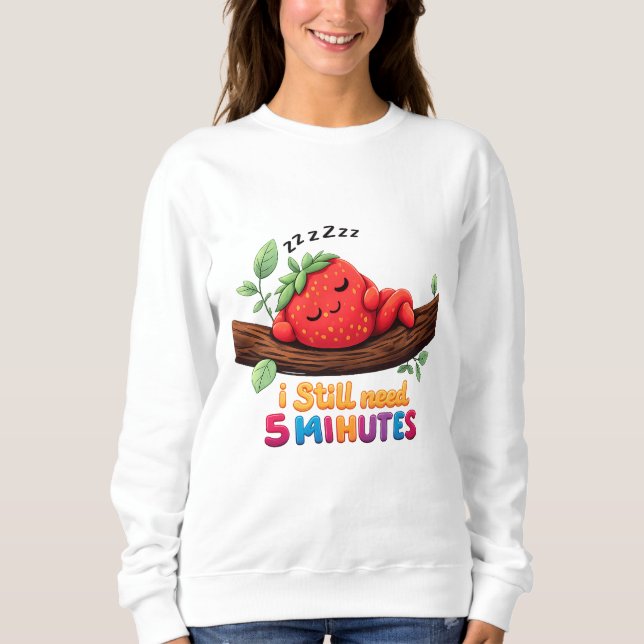 Cute Sleeping Strawberry – Women’s Crewneck Sweats Sweatshirt (Front)