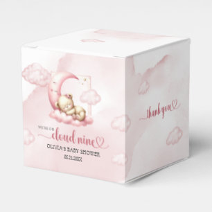 Cute sleeping teddy bear cloud nine pink girl favour box