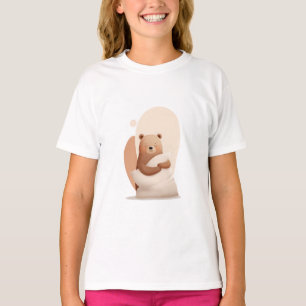 Cute Sleeping Teddy Bear Hugging Pillow Kids T-Shirt