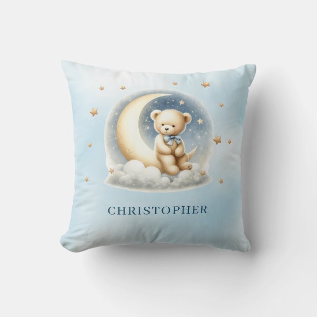 Cute sleeping teddy bear over the cloud cushion (Front)
