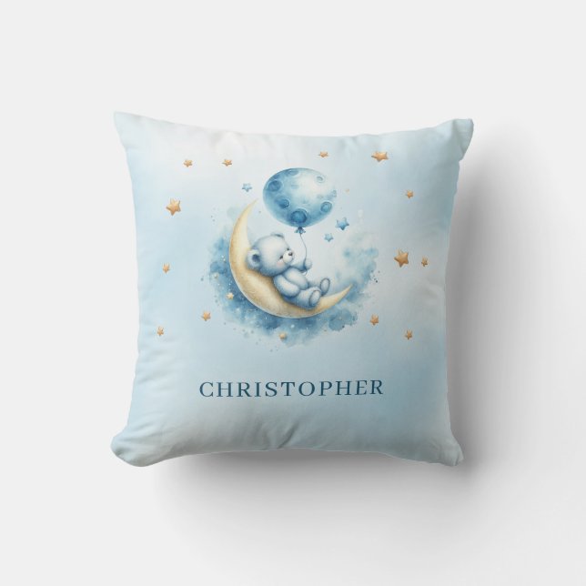 Cute sleeping teddy bear over the cloud cushion (Front)
