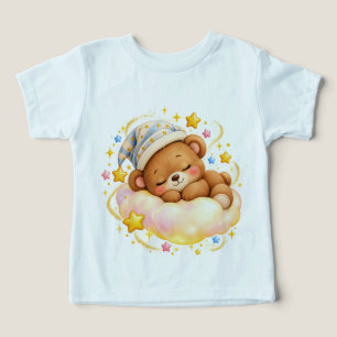 Cute Sleeping Teddy Bear Shiny Toddler T Shirt