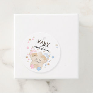 Cute Sleeping Teddy Bear Twins Baby Shower Favour Tags