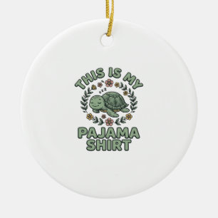 Cute Sleeping Turtle Pajama Shirt Vintage Vector D Ceramic Tree Decoration