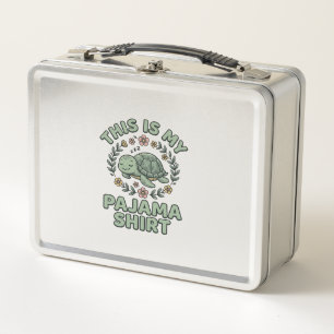 Cute Sleeping Turtle Pajama Shirt Vintage Vector D Metal Lunch Box