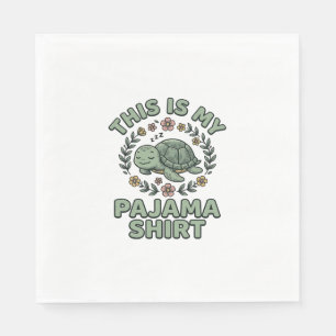 Cute Sleeping Turtle Pajama Shirt Vintage Vector D Napkin