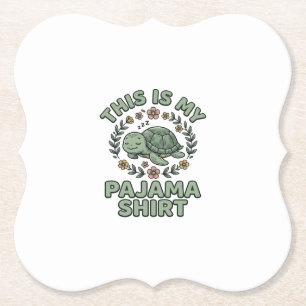 Cute Sleeping Turtle Pajama Shirt Vintage Vector D Paper Coaster