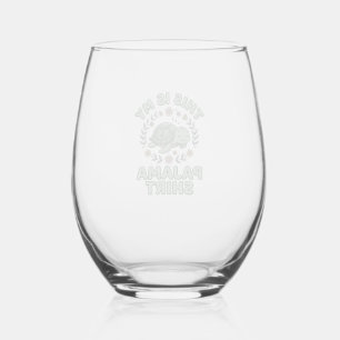 Cute Sleeping Turtle Pajama Shirt Vintage Vector D Stemless Wine Glass
