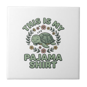 Cute Sleeping Turtle Pajama Shirt Vintage Vector D Tile