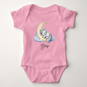 Cute Sleeping Unicorn Baby Bodysuit