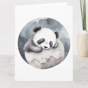 Cute Sleeping Watercolor Baby Panda Card