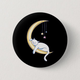 Cute Sleeping White Cat 6 Cm Round Badge