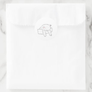 Cute Sleeping White Cat In Box Hand Drawn Art Classic Round Sticker