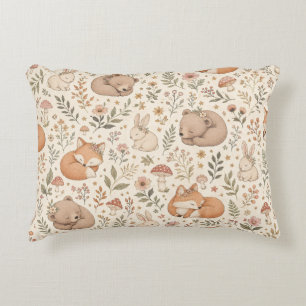 Cute Sleeping Woodland Animals Boho Pattern Throw Decorative Cushion
