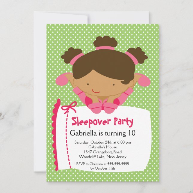 CUTE Sleepover Birthday Party Inviation Invitation (Front)
