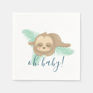 Cute Sleepy Baby Sloth Oh Baby Baby Shower Napkin